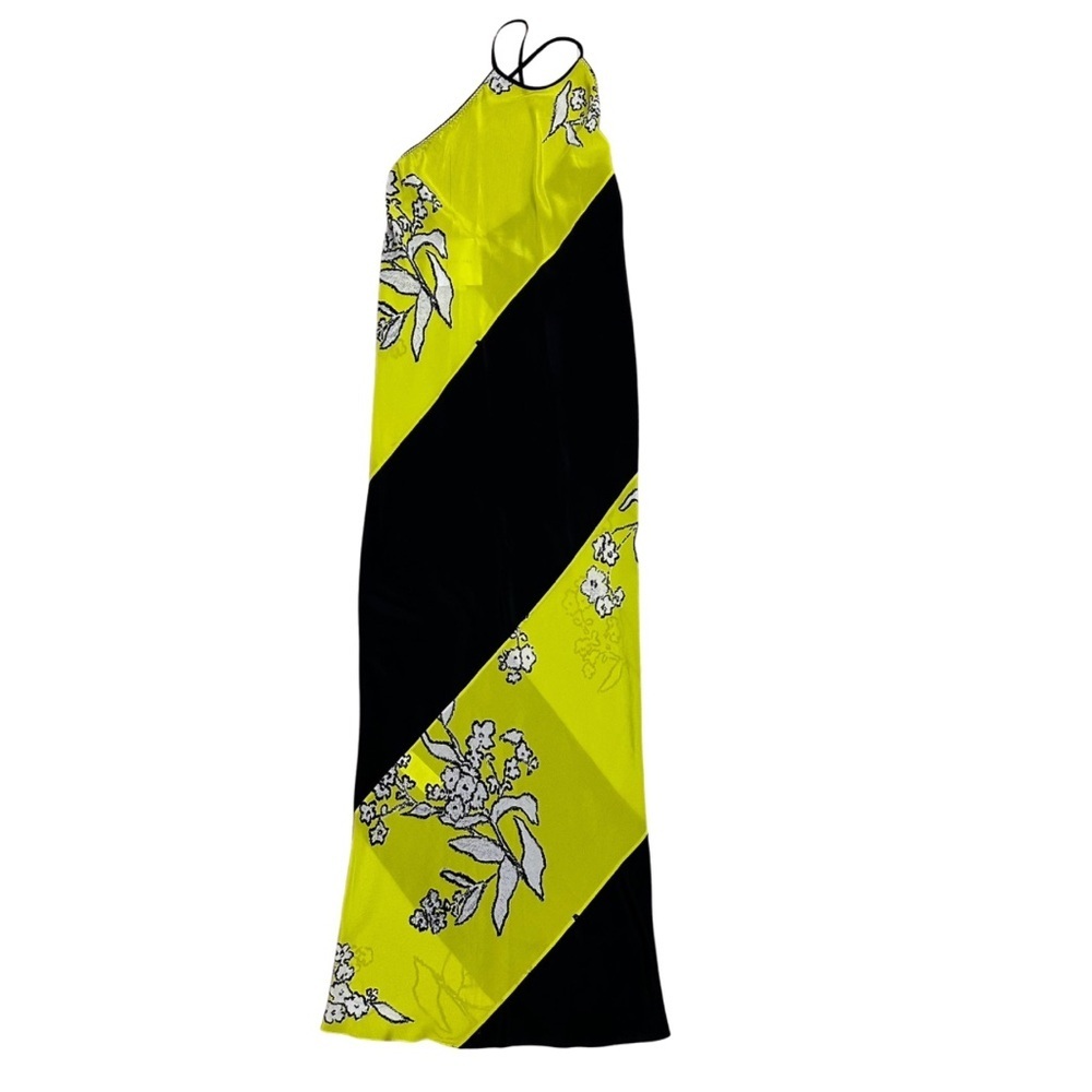 Naya Rea Silk Maxi Dress SZ ML Green Black White Date Night Luxury EUC - Picture 5 of 8